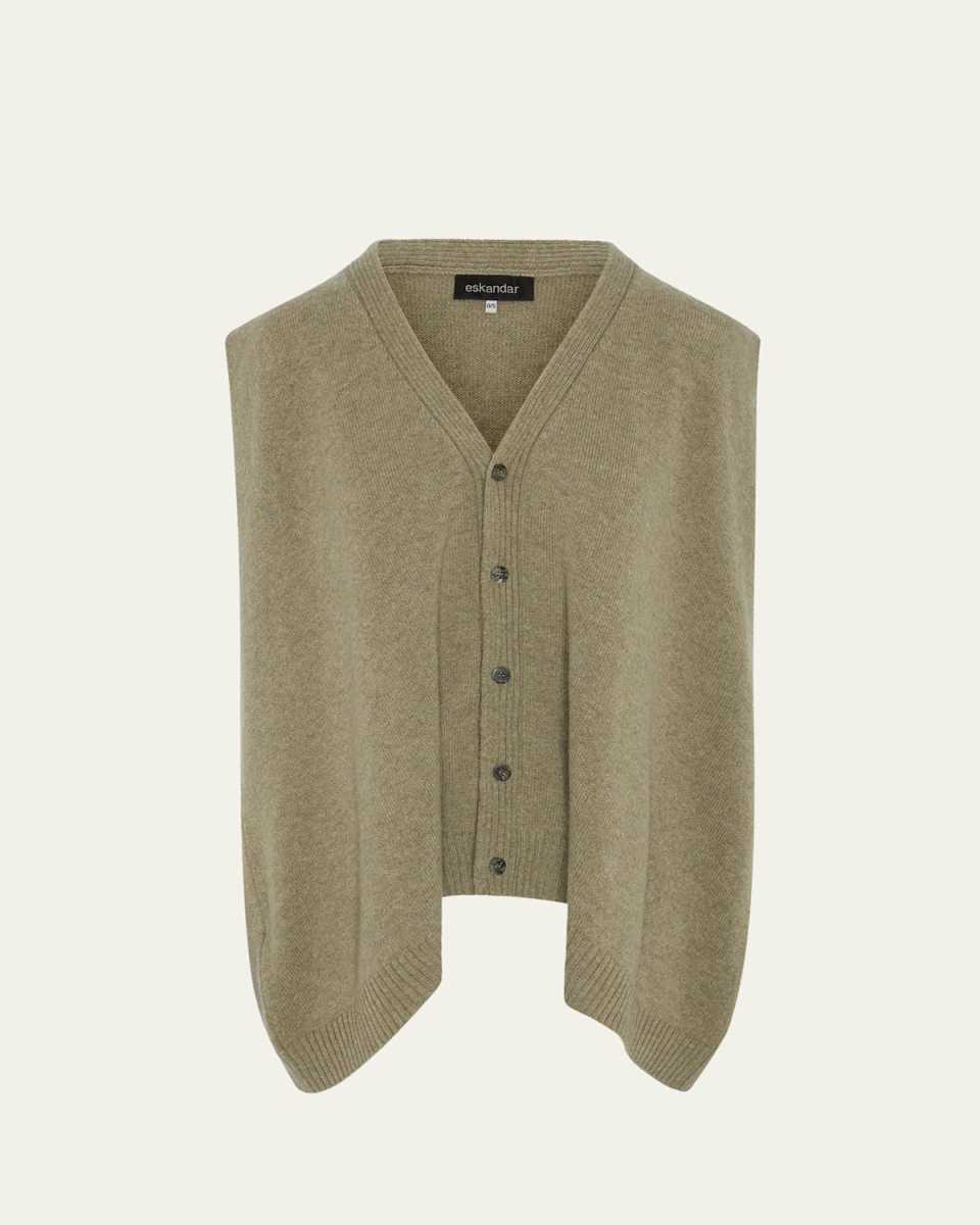 Cashmere A-Line Sleeveless V-Neck Cardigan (Mid Plus Length)